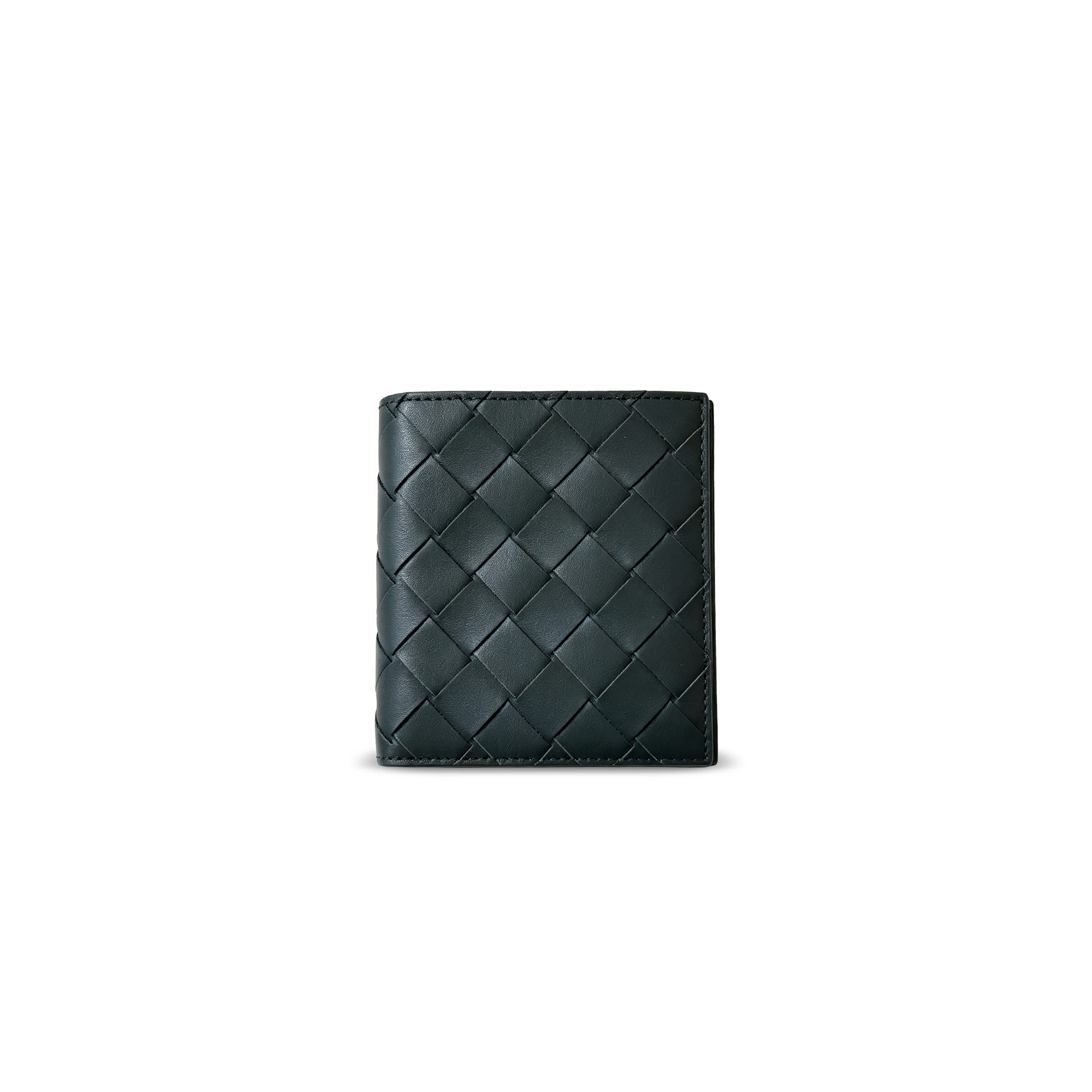 BOTTEGA VENETA INTRECCIATO BI-FOLD WALLET INKWELL ICE CREAM 749400 (10*9.5*1cm)